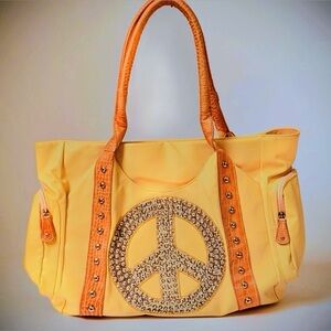 RARE Glam Leather Peace Tote Bag
